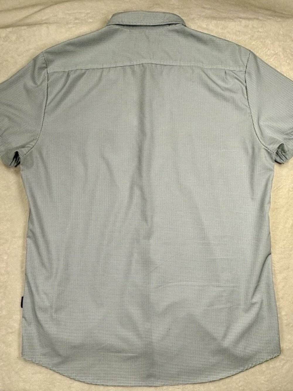 Kenneth Cole New York Mens XL Slim Fit Light Blue Stretch Short Sleeve Shirt - Picture 4 of 10